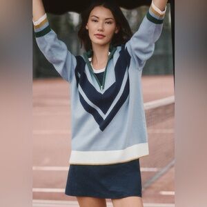 Maeve Varsity Colorblock Half-Zip Sweater